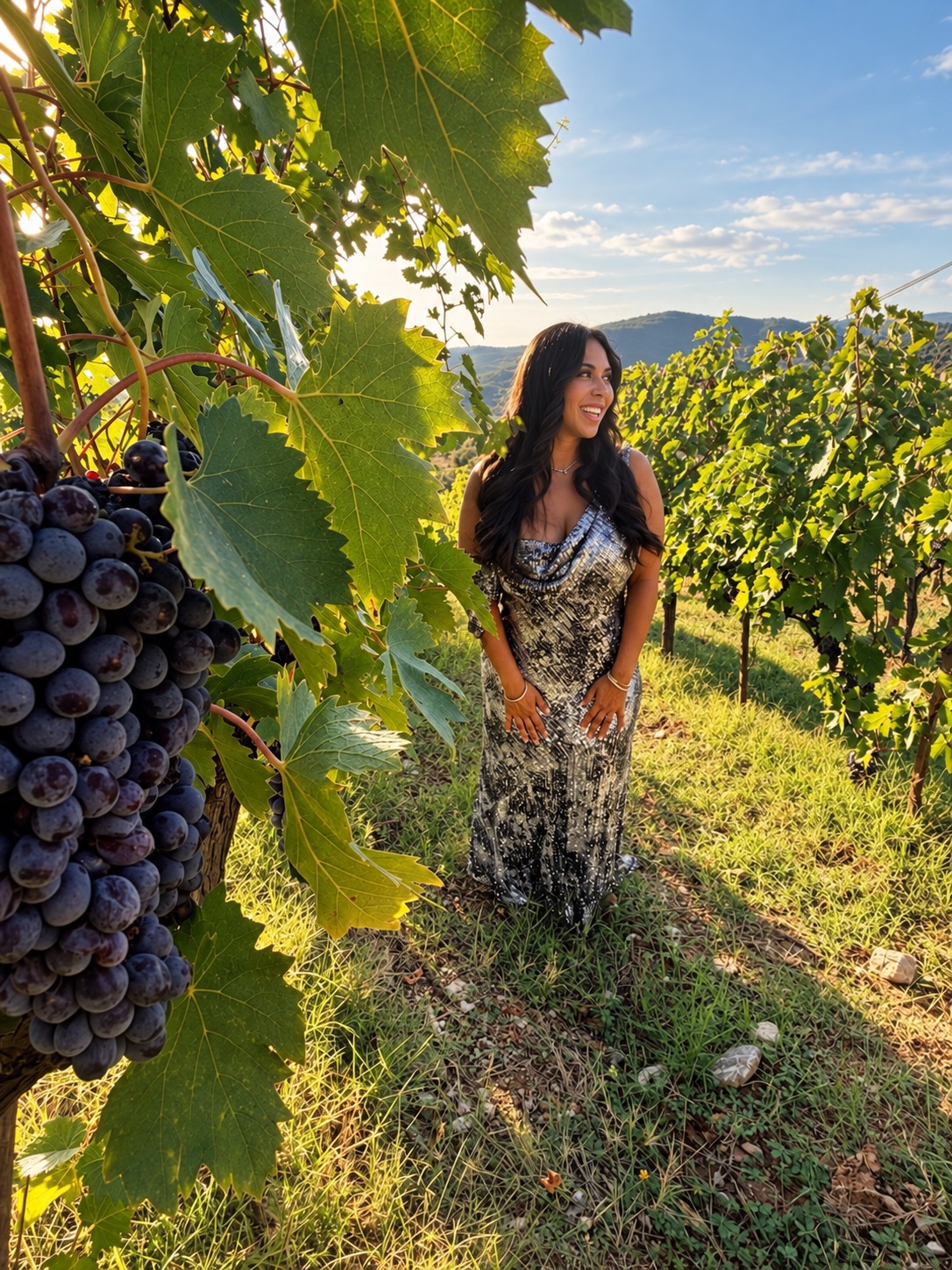 Jazmin among grapevines in Tuscany, Italy